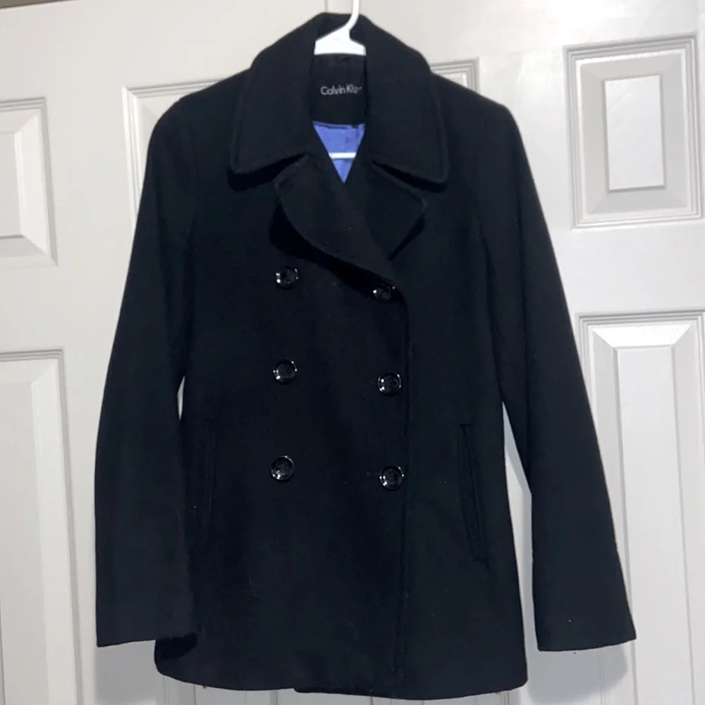Calvin Klein Wool and Cashmere Blend Peacoat - Picture 2 of 10